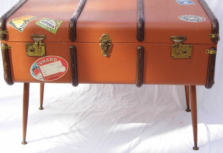 1950s Steamer Trunk Side Coffee Table, Leather Trunk Coffee Table Uk